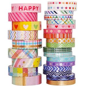 YUBBAEX 27‑Roll Rainbow Gold Washi Tape