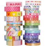 YUBBAEX 27‑Roll Rainbow Gold Washi Tape