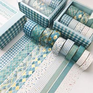 10‑Roll Blue Floral Washi Tape Set