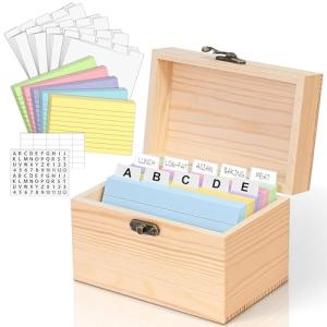 MOBYKE 3x5 100‑Card Wooden Organizer Box