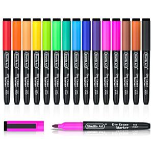 Shuttle Art 15‑Pack Magnetic Fine‑Point Dry‑Erase Markers