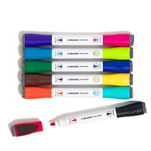 U Brands 6-piece magnetic double ended dry erase markers with eraser caps