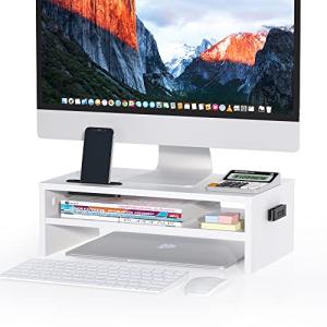 BONTEC Wooden 2‑Tier Monitor Stand Riser