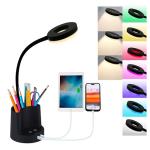 HomeFocus LED Desk Lamp USB Pen Holder RGB