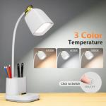 GONDSILY LED Desk Lamp with USB Charging Port Touch Control 3 Color Modes, Stepless Dimming,Eye-Caring LED Table Lamp for Home,Office,Bedroom,Reading,Work,Study,Gooseneck Lamp, 5V, 2.4A