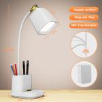 GONDSILY LED Desk Lamp with USB Charging Port Touch Control 3 Color Modes, Stepless Dimming,Eye-Caring LED Table Lamp for Home,Office,Bedroom,Reading,Work,Study,Gooseneck Lamp, 5V, 2.4A