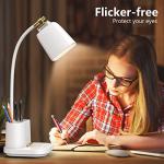 GONDSILY LED Desk Lamp with USB Charging Port Touch Control 3 Color Modes, Stepless Dimming,Eye-Caring LED Table Lamp for Home,Office,Bedroom,Reading,Work,Study,Gooseneck Lamp, 5V, 2.4A