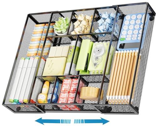 Marbrasse mesh expandable desk drawer organizer with adjustable dividers