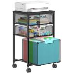 Sbanmao 3‑Drawer Rolling File Cart Black