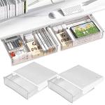 Self-Adhesive Under‑Desk Drawer Organizer 2‑Pack White
