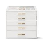 Vlando 5‑Layer Glass‑Lid Jewelry Organizer White