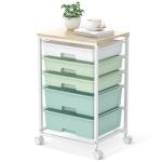 Craft Cart 5‑Drawer Rolling Tabletop Organizer Green