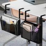 INLDY Under‑Desk Mesh Clamp Drawer Organizer Black