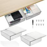 SOUJOY 2‑Pack Self‑Adhesive Under‑Desk Drawers