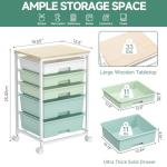 Craft Cart 5‑Drawer Rolling Tabletop Organizer Green