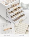 Vlando 5‑Layer Glass‑Lid Jewelry Organizer White