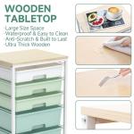 Craft Cart 5‑Drawer Rolling Tabletop Organizer Green