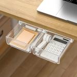 Self-Adhesive Under‑Desk Drawer Organizer 2‑Pack White