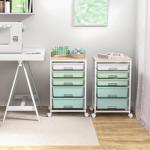 Craft Cart 5‑Drawer Rolling Tabletop Organizer Green