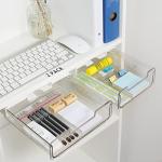 2‑Pack Self‑Adhesive Under‑Desk Acrylic Shelf Organizer Clear