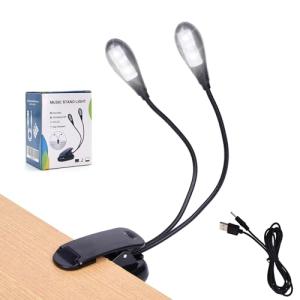 Clip‑On Dual‑Arm Music Stand Light USB/AAA