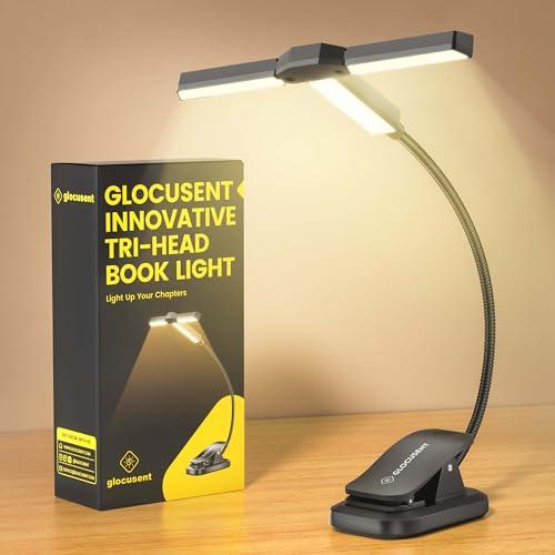 Glocusent Tri-Head book light for wider illumination