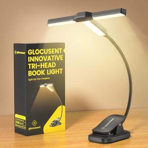 Glocusent Tri‑Head Rechargeable Book Light 1000 mAh