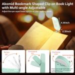 Akomid USB‑Rechargeable 8‑LED Book Light Turquoise