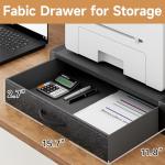 YAOHUOO 2‑Tier Printer Stand with Fabric Drawer