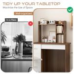 Tangkula 3‑Tier Wood Desktop Storage Hutch Brown