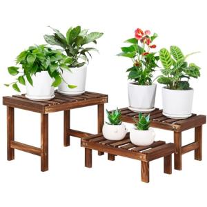 COOGOU 3‑Tier Freestanding Wood Plant Stand Rack
