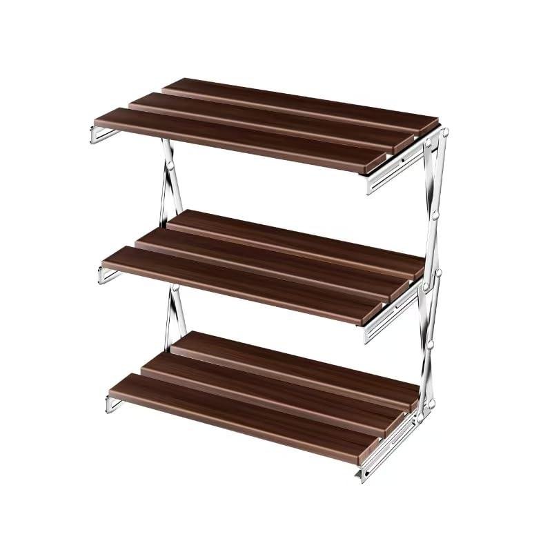 Fitzkor 3-tiered foldable desk shelf with X-frame metal structure