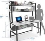 Aquzee 47×23.6″ Gaming Desk with 3‑Tier Hutch