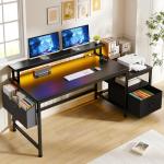 EnHomee 57″ Desk with Drawers & Power Outlets