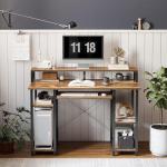 CubiCubi 47″ Office Desk with Keyboard Tray & Shelves