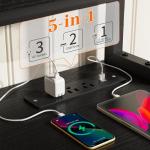 EnHomee 57″ Desk with Drawers & Power Outlets