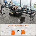 EnHomee 57″ Desk with Drawers & Power Outlets