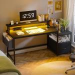 EnHomee 57″ Desk with Drawers & Power Outlets