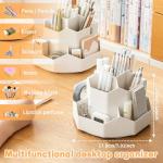 9‑Slot 360° Rotating Pencil Pen Holder White