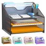 Samstar 3‑Tray Mesh File Pen Organizer