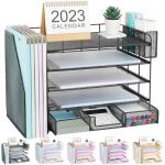 Gugsey 5‑Tray Mesh File Drawer Organizer
