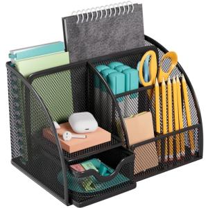 MaxGear 6‑Compartment Mesh Desk Caddy Drawer