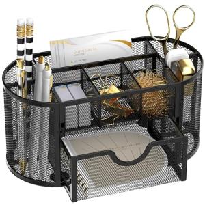 SUPEASY 9‑Compartment Mesh Desk Organizer 8.6×4.3×4.1″
