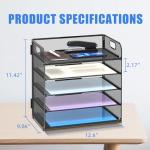 Supeasy 5‑Tray Mesh Letter Tray Organizer