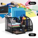 Comix 7‑Compartment Mesh Pen Pencil Holder