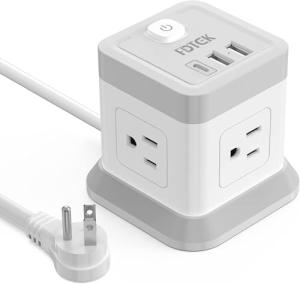 FDTEK Flat Plug 4AC 3USB Power Strip