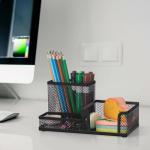 Comix 3‑Compartment Pen & Pencil Cup Black