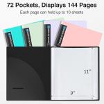 Sooez Pocket Binder with Sleeves & Band
