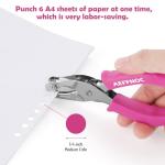 AEFFNOC: 6‑Sheet ¼″ Hole Punch, Soft Grip