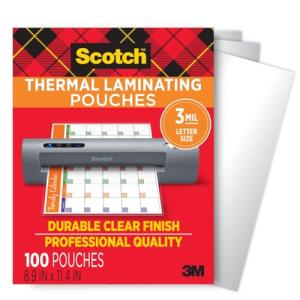 Scotch: 100 ct 8.9×11.4″ 3 mil Thermal Pouches